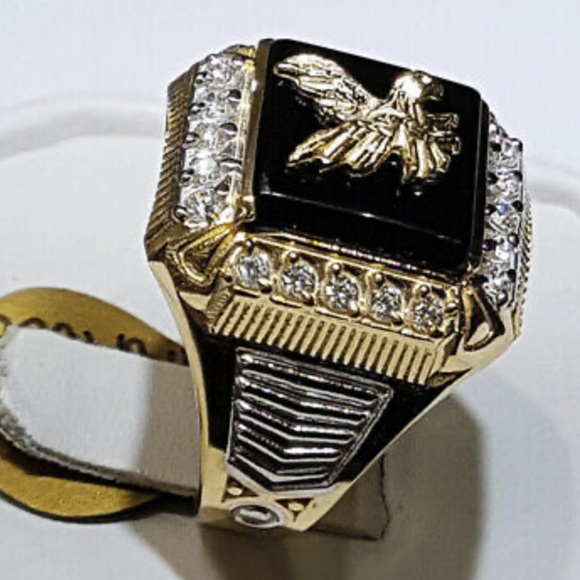 NWT Eagle Two Tone 925 Silver Rings for Men’s - Picture 2 of 4